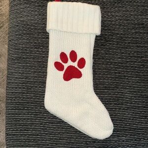 Wondershop White Knit Stocking with Red Paw Print